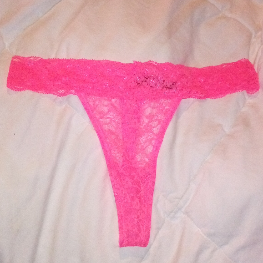 Pretty Lacey Pink Thong